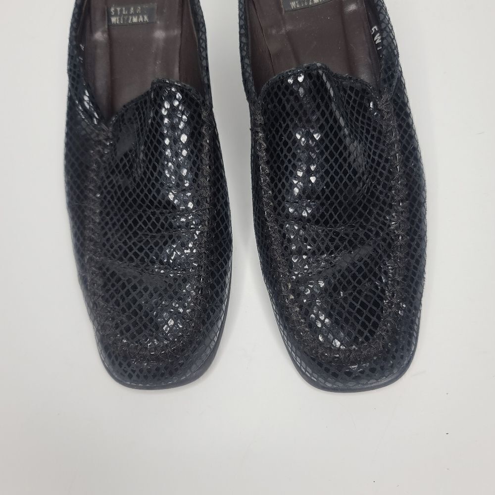 Stuart Weitzman Black Snakeskin Python Slip On Lo… - image 15